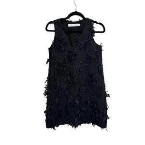 Hunter Bell Fringe Black Party Dress XS